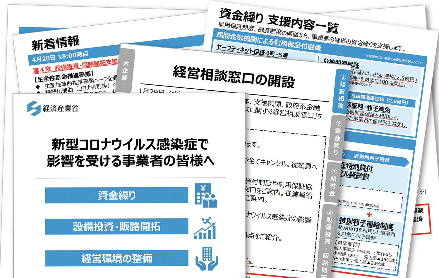 経済産業省パンフレット 新型コロナウイルス感染症で影響を受ける事業者の皆様へ